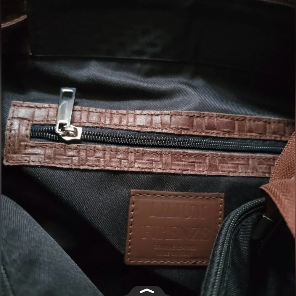 Woven Genuine Leather Tote Bag in Brown - Picture 6 of 12